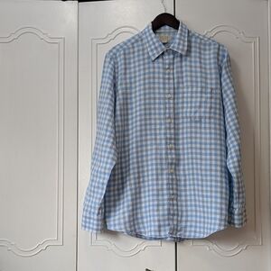 Banana Republic Light Blue and White Checkered Shirt